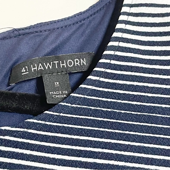 41 HAWTHORN Women’s Blue & White Striped Sleeveless Dress - 1X - Picture 4 of 9